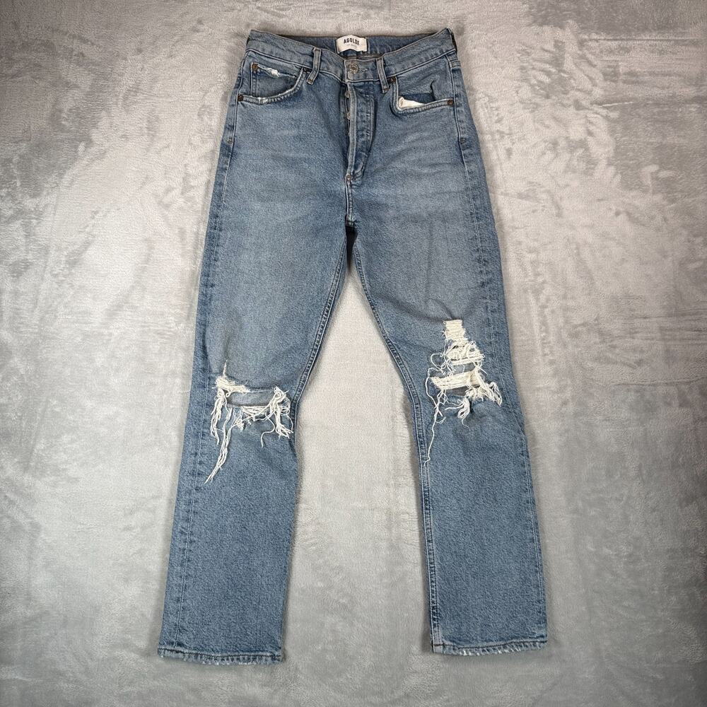 Agolde Jeans Riley Crop Womens Size 25 High Rise Straight Distressed Denim
